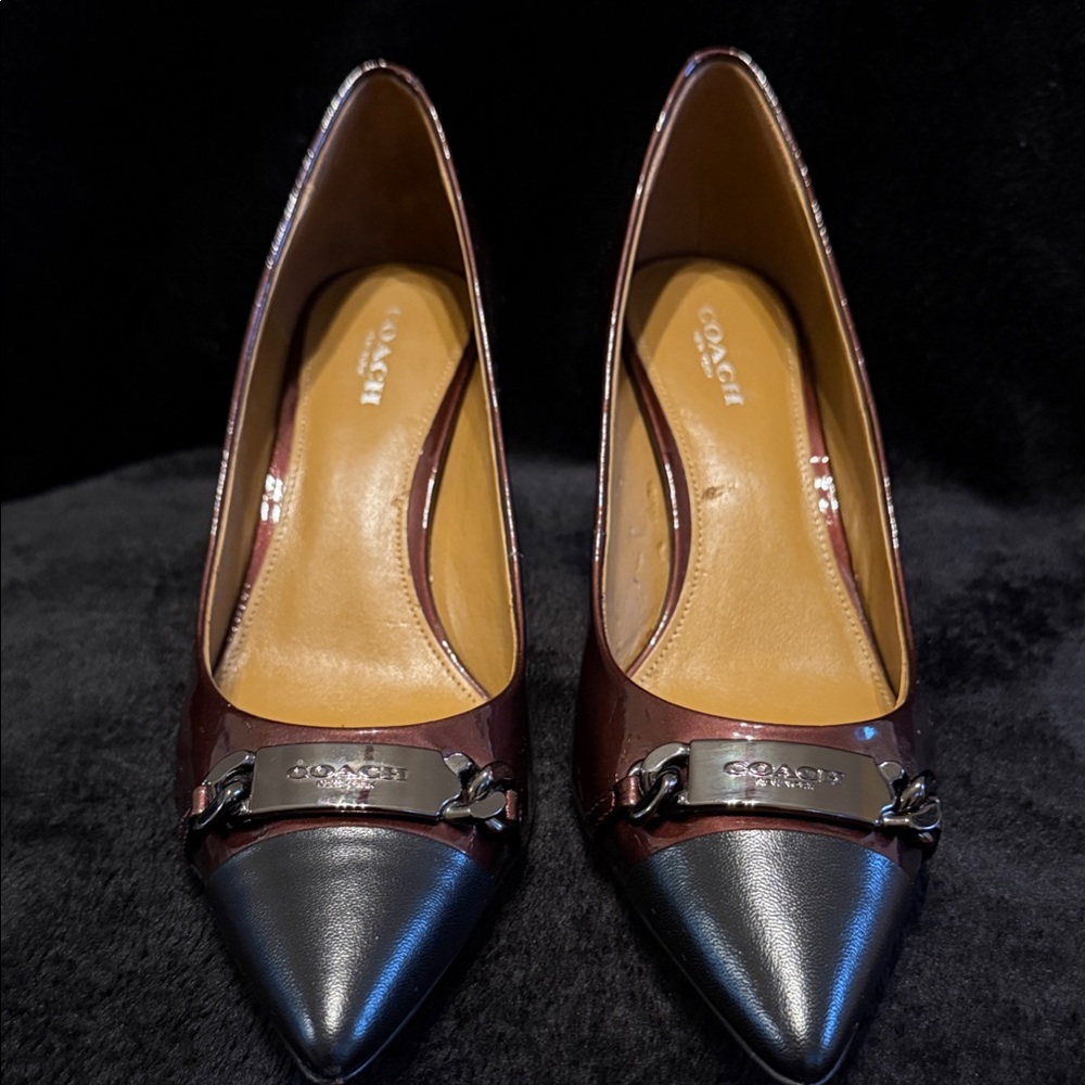 Coach Burgundy and Black Pointed Heels
